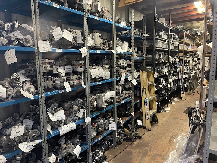 Auto parts shelves in May Kam Auto Center.