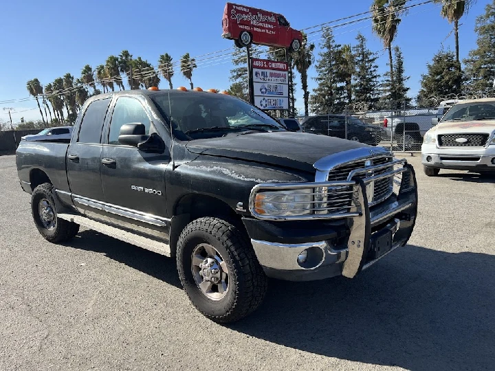 Black Dodge Ram 3500 pickup truck parked outdoors.