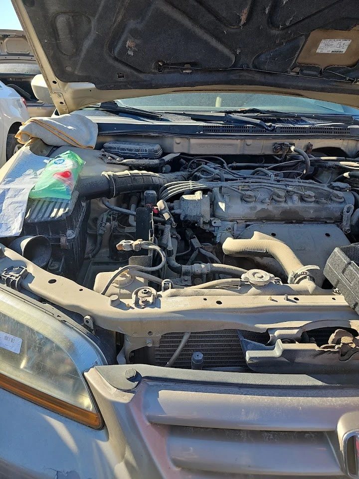 Car engine compartment at Pick Your Part - Tulsa.