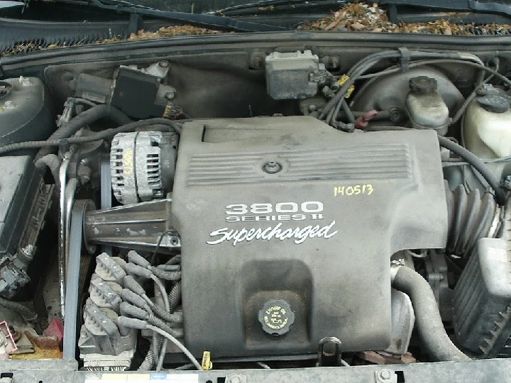 Engine compartment of a supercharged vehicle.