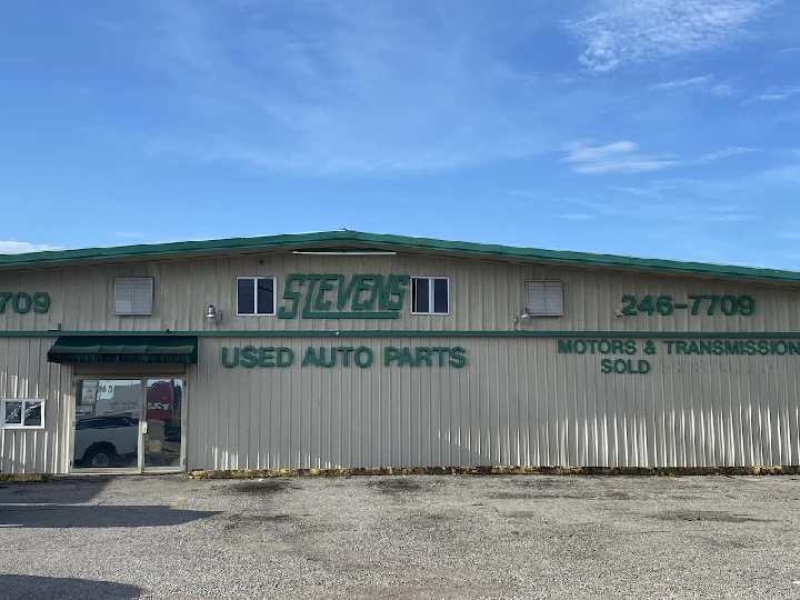 Exterior of Stevens Used Auto Parts store.