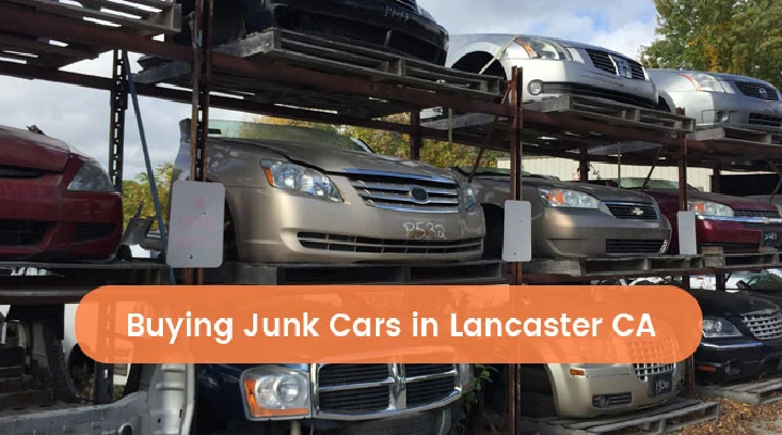 Junk cars stacked at AAA Trucks, Lancaster CA.