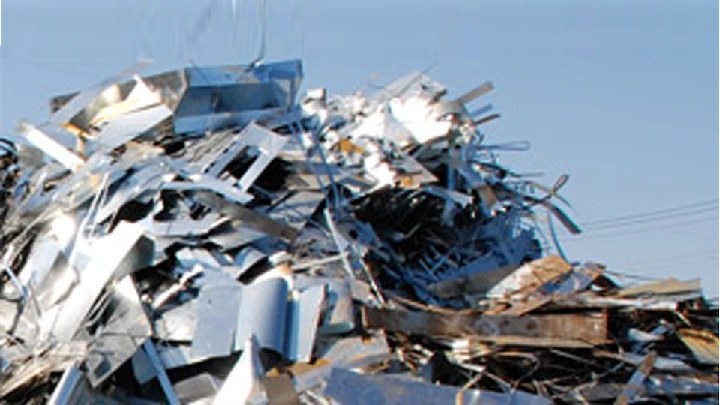 Piled scrap metal at Leder Bros Metal Co.