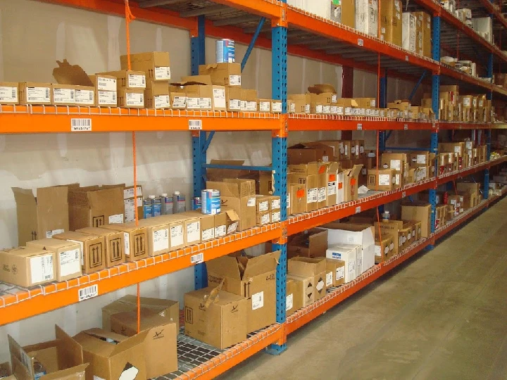 Shelves filled with automotive parts and boxes.