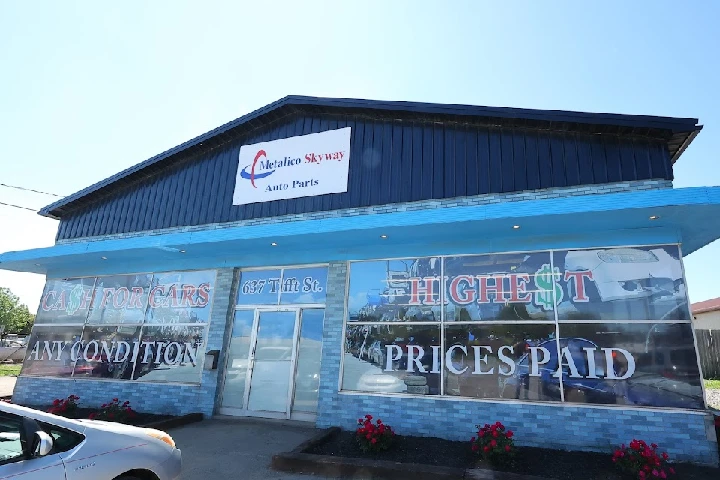 Skyway Auto Parts storefront with signage details.