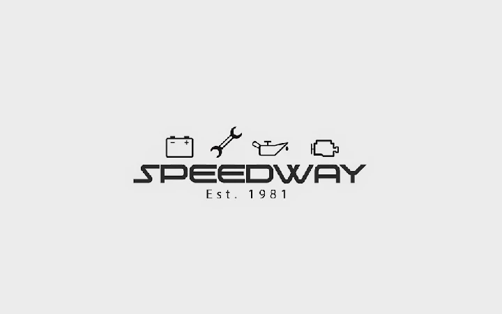 Speedway Salvage logo with automotive icons.