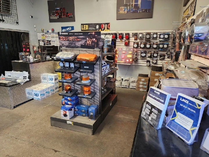 Stockton LKQ Heavy Truck parts display interior.