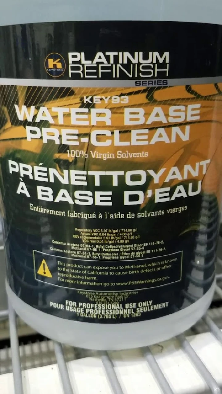 Water-based pre-clean for automotive refinishing.